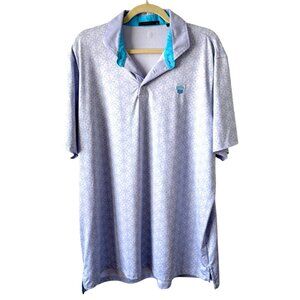 Greyson Mens XL Polo Shirt Blue Purple Patterned Short Sleeve Golf